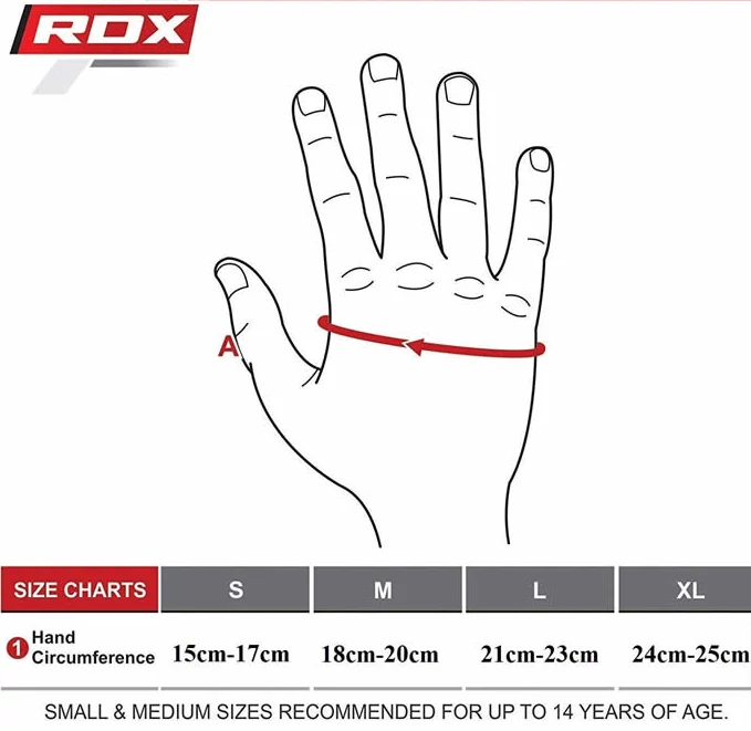 RDX MMA Handschuhe Größentabelle