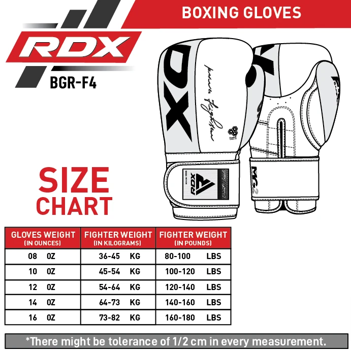 RDX Boxhandschuhe Größentabelle